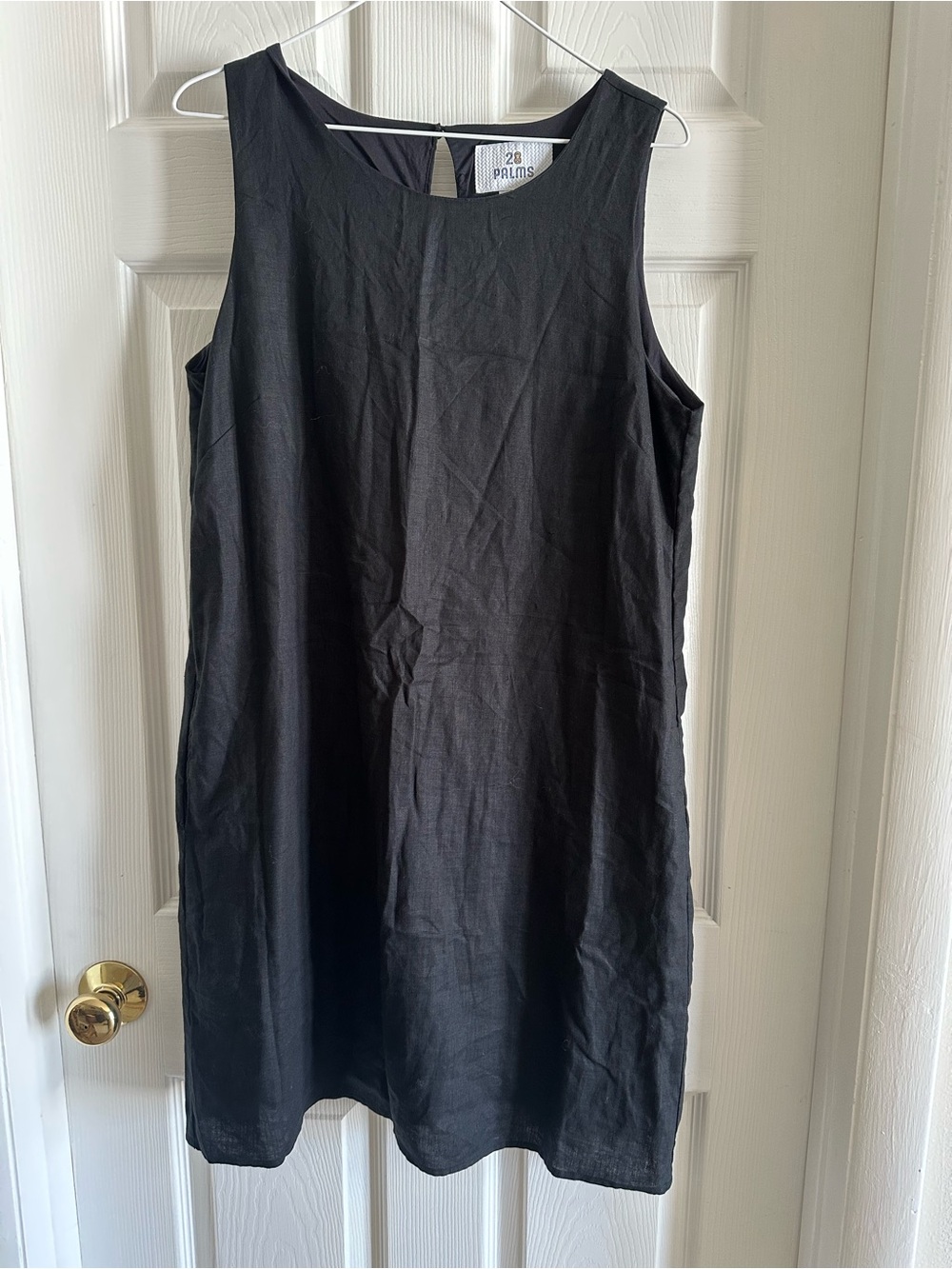 28 Palms Black Linen Sleeveless Shift Dress
